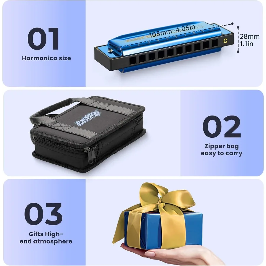 مجموعة هارمونيكا الشرقية مكونة من 7 مفاتيح جهاز فم Diatonic مع حافظة في القصب البرونزي الاحترافي B C D E F G مع لمسة نهائية مصقولة لـ