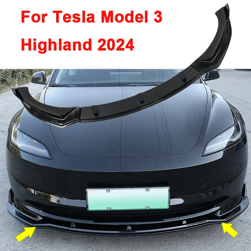

1PCS Car Glossy Black Front Bumper Lip Diffuser Spoiler Fit for Tesla Model 3 Highland 2024