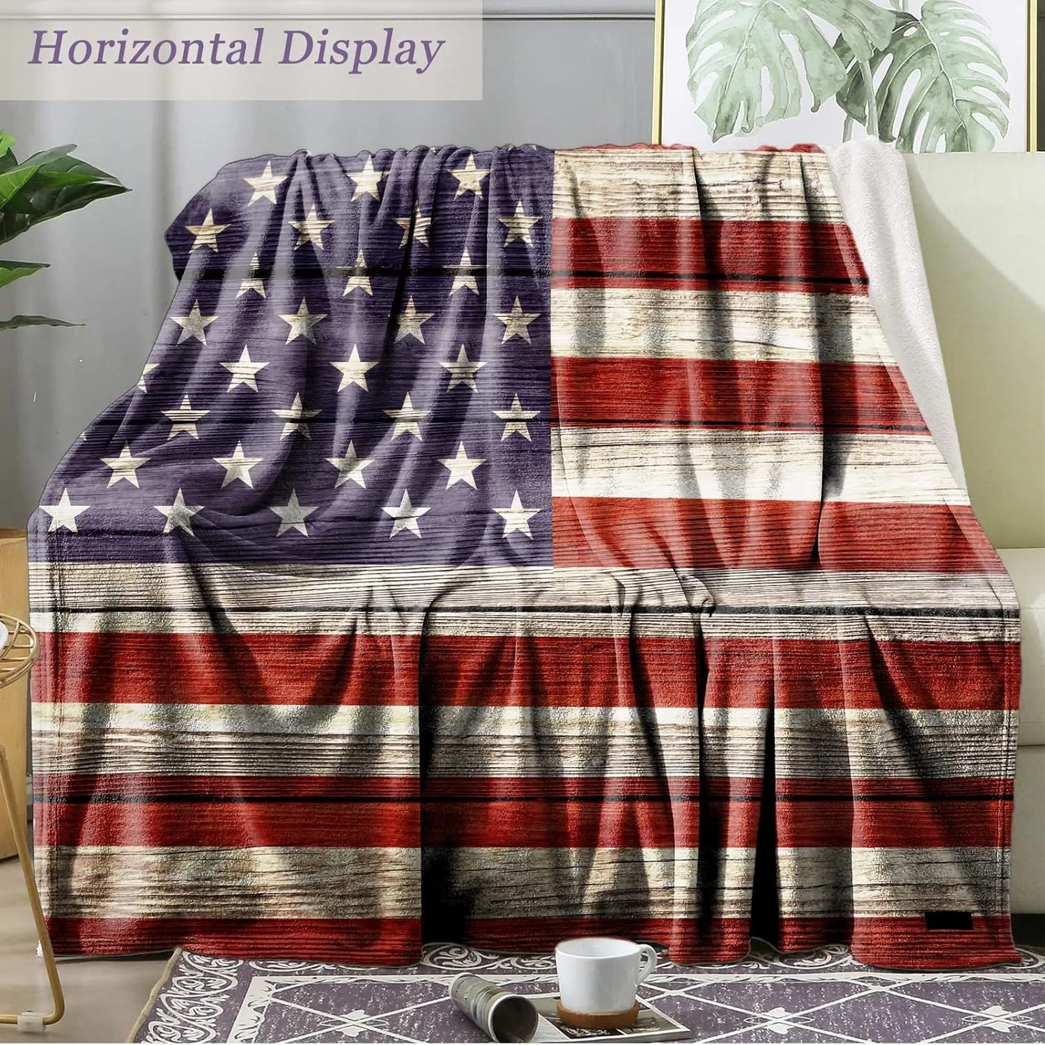 USA Flag Print Throw Blanket 50