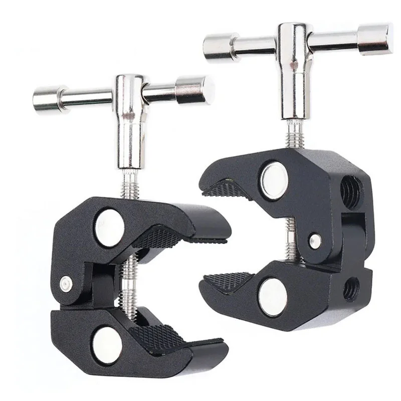 Magic Arm Multi Functional Ballhead Clamp Double Ball Adapter Shoe Mount Adapte For Monitor Led Light Video 1/4\