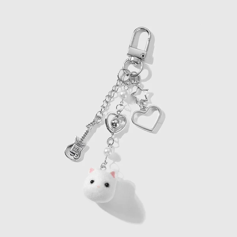 حساسة لطيف القط رئيس حقيبة سحر المفاتيح الفضة نجمة سلسلة الحب أرنب رئيس ظهره هاتف محمول قلادة اكسسوارات هدية