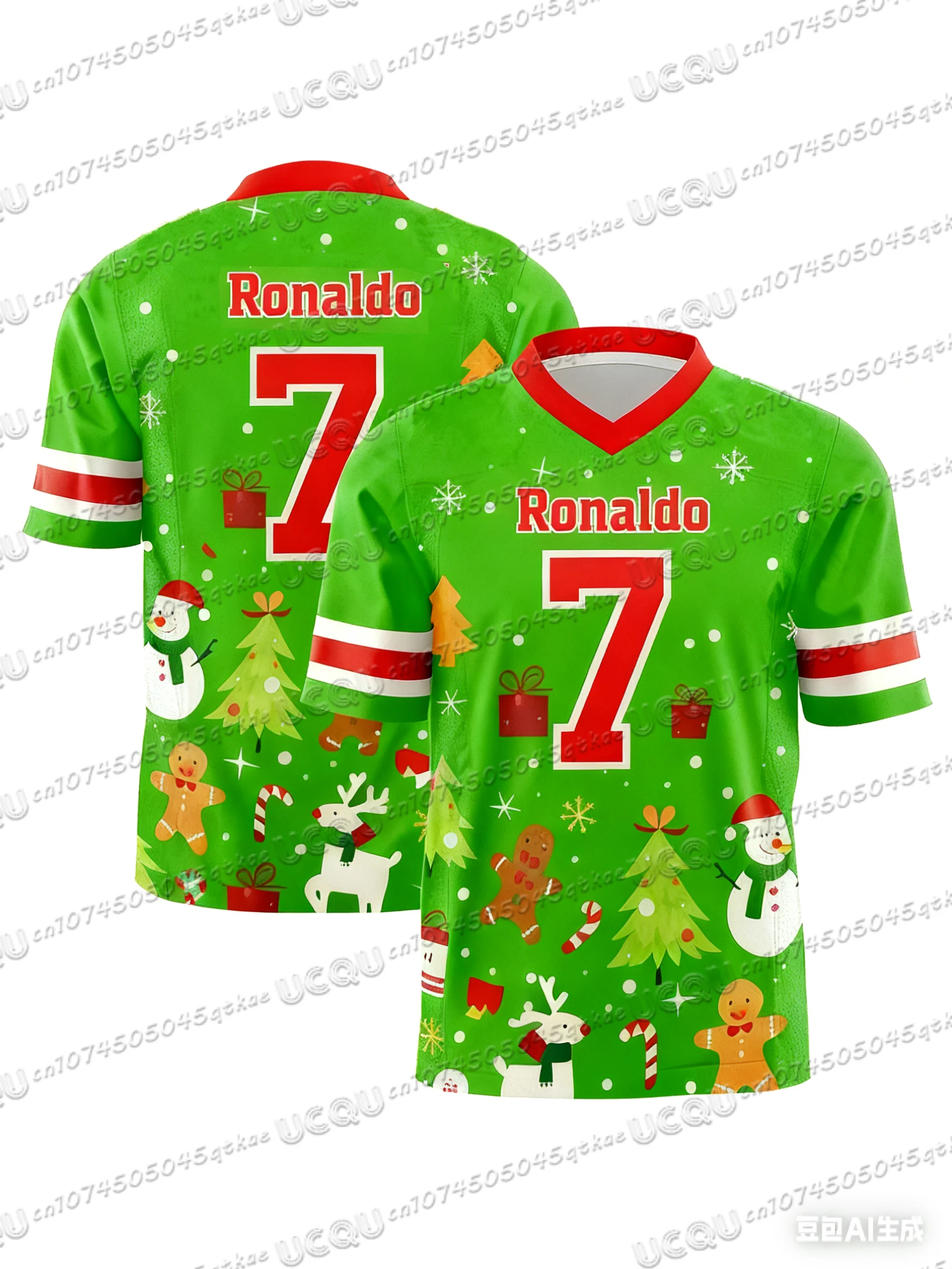 

3d Printed NO.7 Ronaldo Boys Girls Christmas Training Football Jersey Women's Sports Breathable Short Sleeve Men's T-shirt