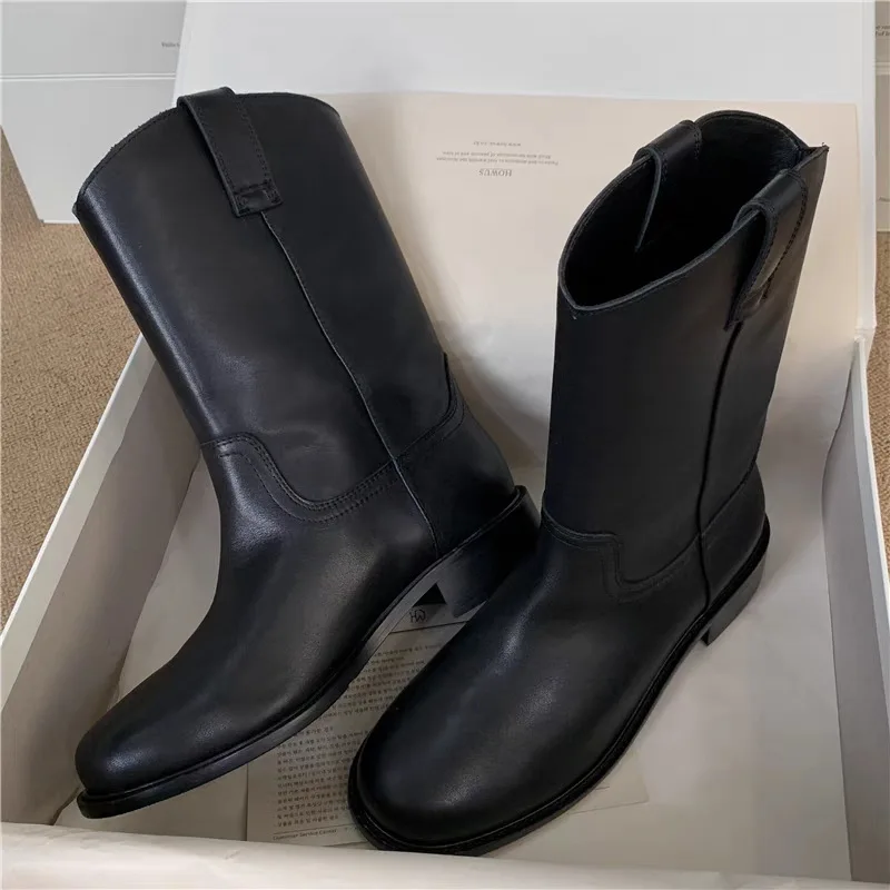 Short boots retro round toe flat bottom frosted soft leather midsole boots for women 2025 autumn and winter new collection view 2