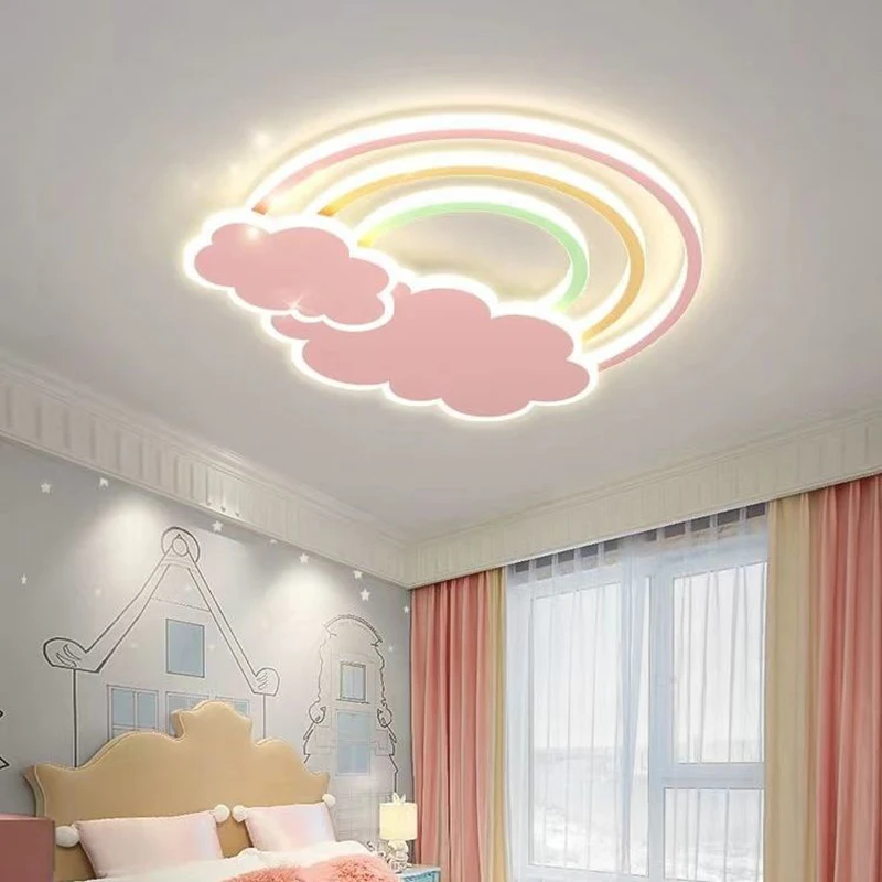 Romantic Cloud Rainbow Children\'s Bedroom Ceiling Lamps Boys Girl Room Wall Decor Warm Creative Princess Baby Room Ceiling Light