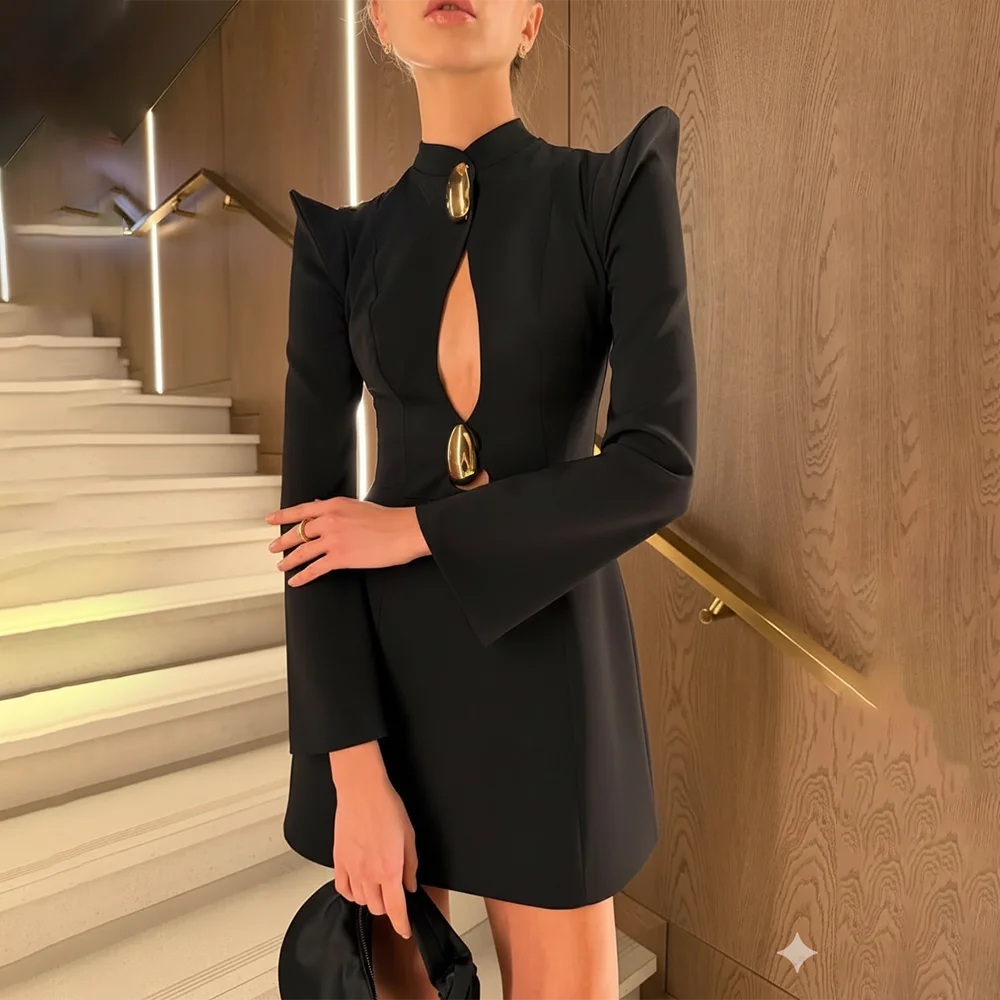 

Ticketsx Sexy Hollow Out Mini Dress Black Plunge Patchwork High Waist Slim Dress Fashion Female Streetwear Party Clubwear Dress