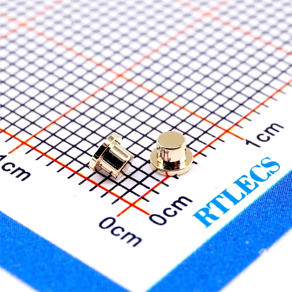 10 100 Pcs Female Pogo Pin Flange Diameter 3.0 mm Height 2.0 mm Flat surface Circular Contact Pad Brass Gold plate connector