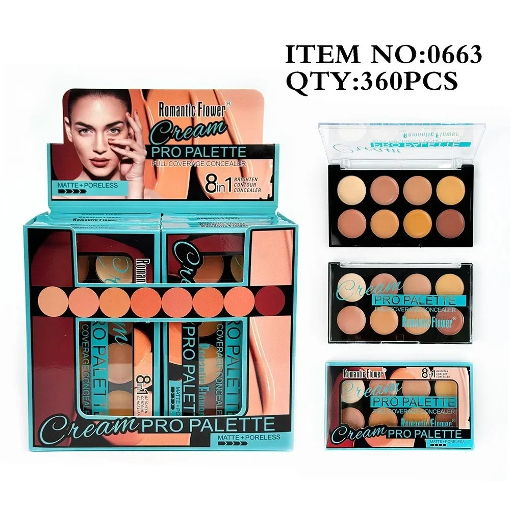 8Color Full Coverage Concealer Palette 3-in-1 Contour Brighten Waterproof Face Makeup - Color Correct for Dark Circles & Redness