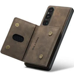 DG.Ming Wallet Case for Sony Xperia 1 V 10 V 5 V Xperia 1 VI 10 VI Retro Leather Magnetic Detachable with Trifold Wallet Holder