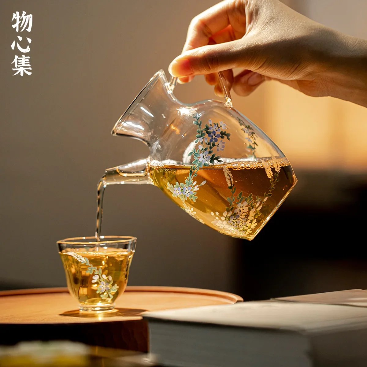 DSA handheld teapot, high borosilicate glass household tea set, floral tea cold brew pot, with filtered green tea brewing pot