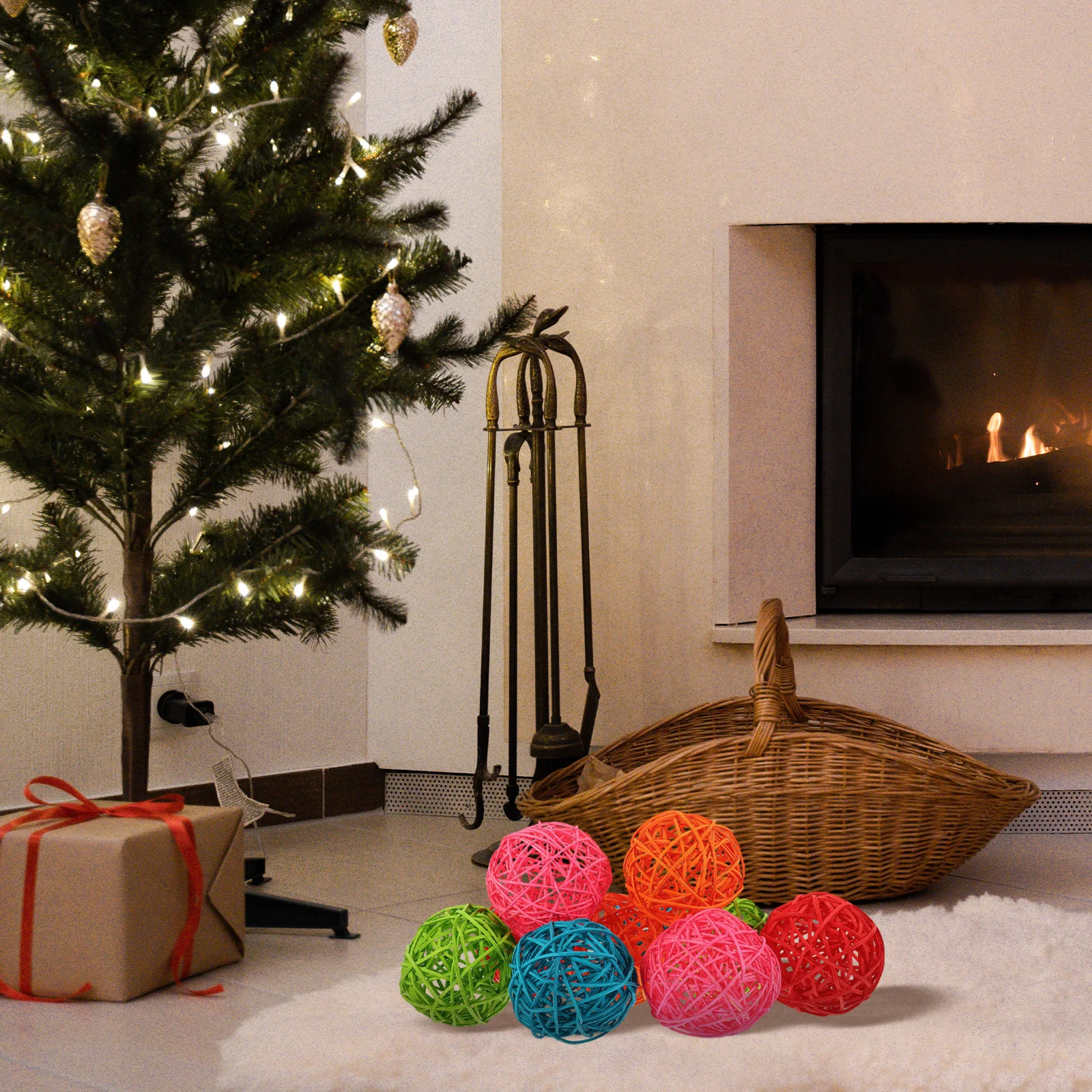 

10 Pcs Fillable Balls Christmas Party Decorations Round Hanging Rattan Home Decorative Accessories
