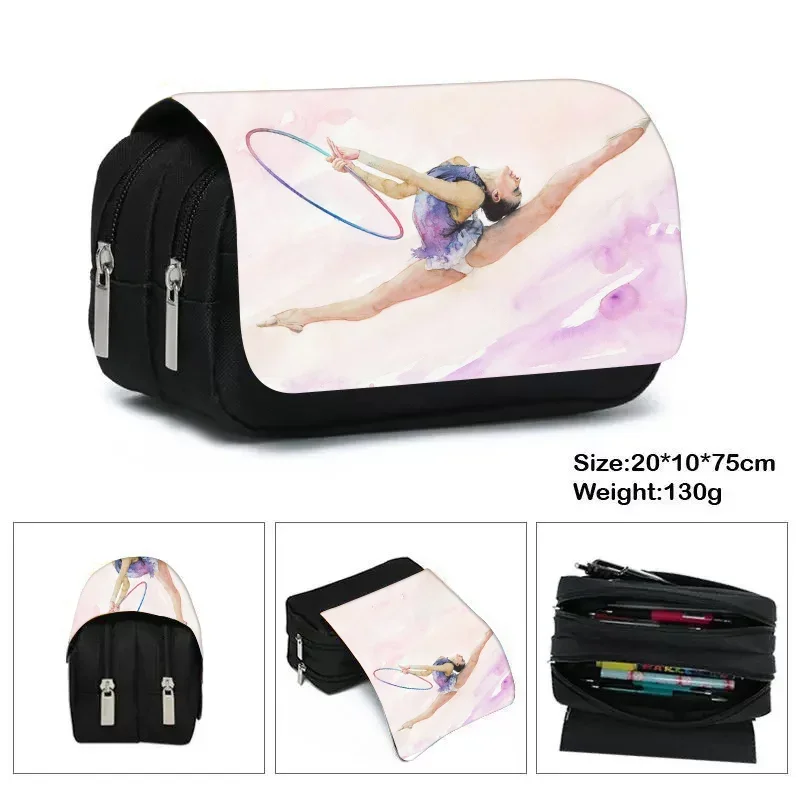 Gymnastics Art Girls Cosmetic Cases Cartoon Kids Pencil Bag Ballet Dancer Beauty Makeup Bag School Supplies Children Pencil Box