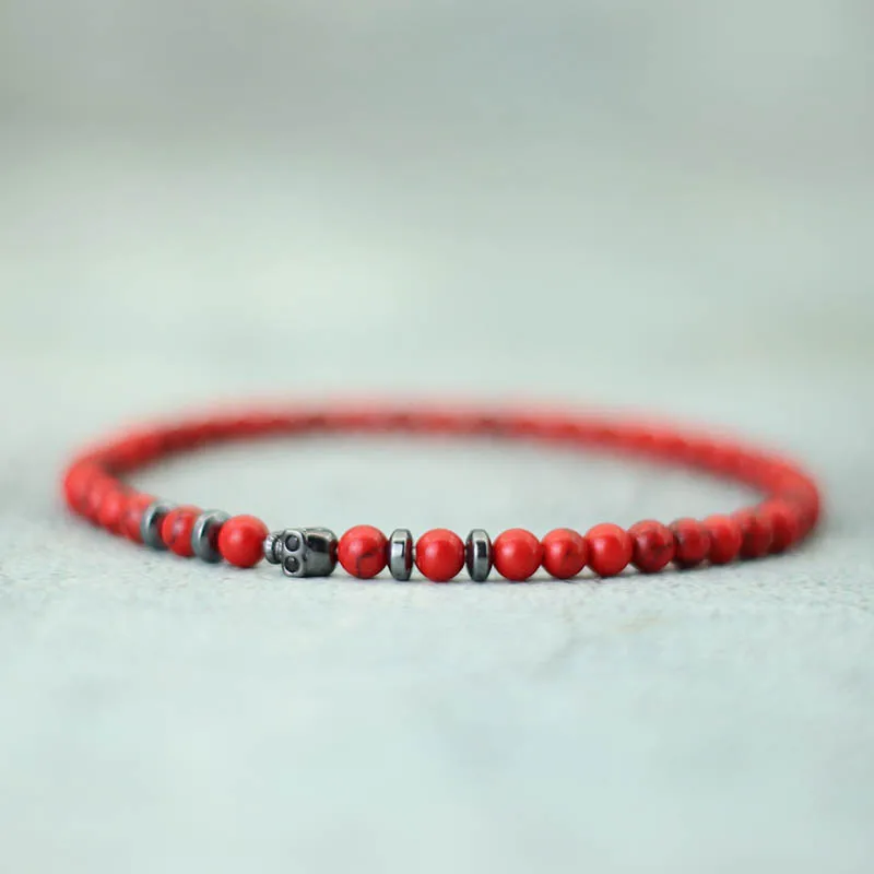 Black Skull Braclet Noter New Novel 4mm Beads Bracelet For Men Homme Small Volcanic Rock Tiger Eyes Stone Braslet Gift For Him