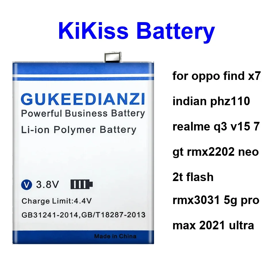 

Battery For Oppo Find X7 Indian PHZ110 Realme Q3 V15 7 GT RMX2202 Neo 2T Flash RMX3031 5G Pro Max 2021 Ultra BLP799 BLP833