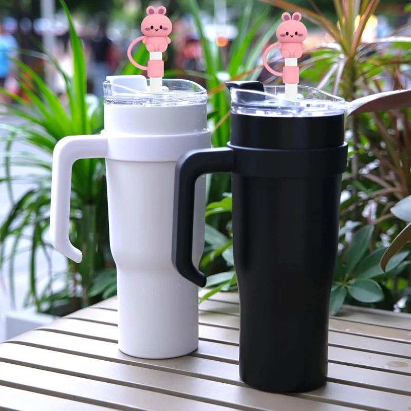 6Pcs 실리콘 밀짚 커버 30Oz 40Oz 텀블러, 재사용 가능한 밀짚 토퍼 액세서리(6Pcs-동물)