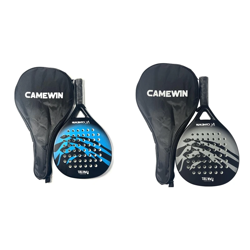 CAMEWIN raket Padel serat karbon EVA, raket raket wajah dengan bantalan, penutup tas warna biru