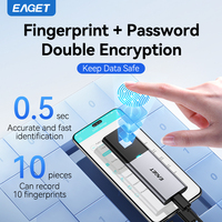 Eaget Portable SSD Fingerprint Encryption USB3.2 Type C 1TB 2TB Solid State Drive for PS5 PS4 Laptop Macbook External Hard Drive