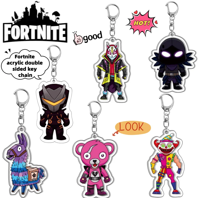 

Двусторонний акриловый брелок с изображением персонажей Fortnite, креативный двухмерный игровой аксессуар, декоративный подвес для рюкзака, оптом