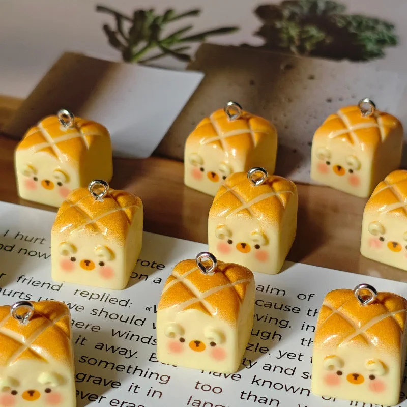 

Новинка! 50 шт./лот, 15 мм, цветные бусины из смолы в форме мультяшных хлебушек с подвеской для самостоятельного изготовления украшений, аксессуаров для одежды и волос.