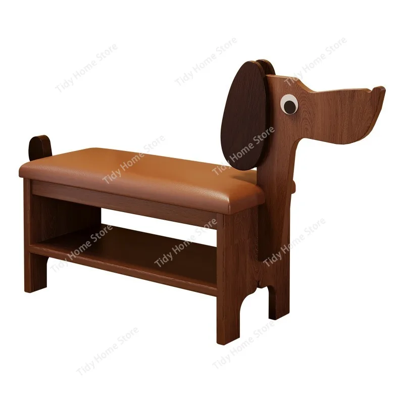 

Solid Wood Dog Shoe Cabinet, Seat and Stool Integrated Into One, Cute and Creative Storage, Shoe Rack, Shoe Wearing Stool