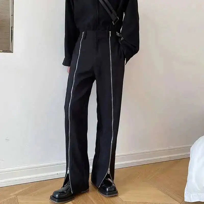 Dark Style Men's Trousers Niche Design Straight Zipper Split Male Pants Summer Black New Fashion Trend 2026 Men 9AD7MB