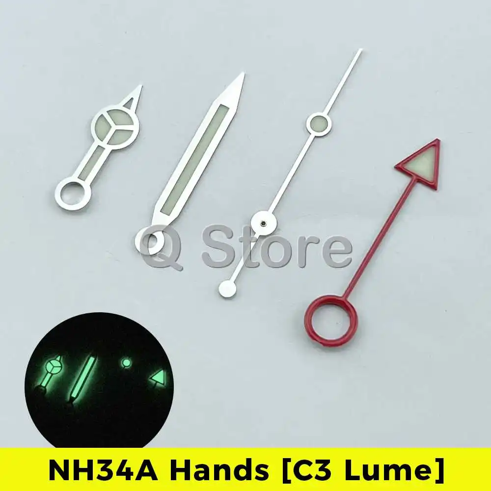 Brand New Genuine Watch Pointer Set NH34A, Enhanced SLN C3, SKX SSK, 4 Pointers Watch Conversion Kit, Red, Green, Blue