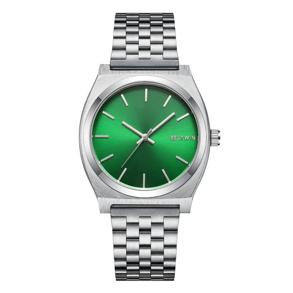 Luxury Green Big Dial Steel Band Watch for Men Fashion Quartz Waterproof Ladies Watch Relogio Masculino Valentine Gift