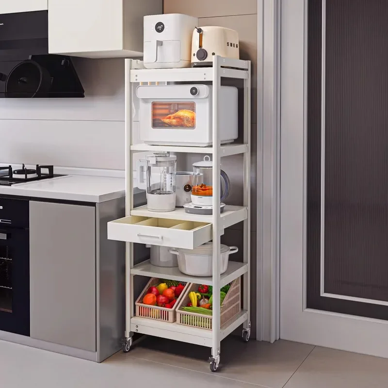 

Кухонная микроволновая печь, стеллаж, узкая многоярусная печь от пола до потолка, встроенная рисоварка, стеллаж для хранения на колесиках H