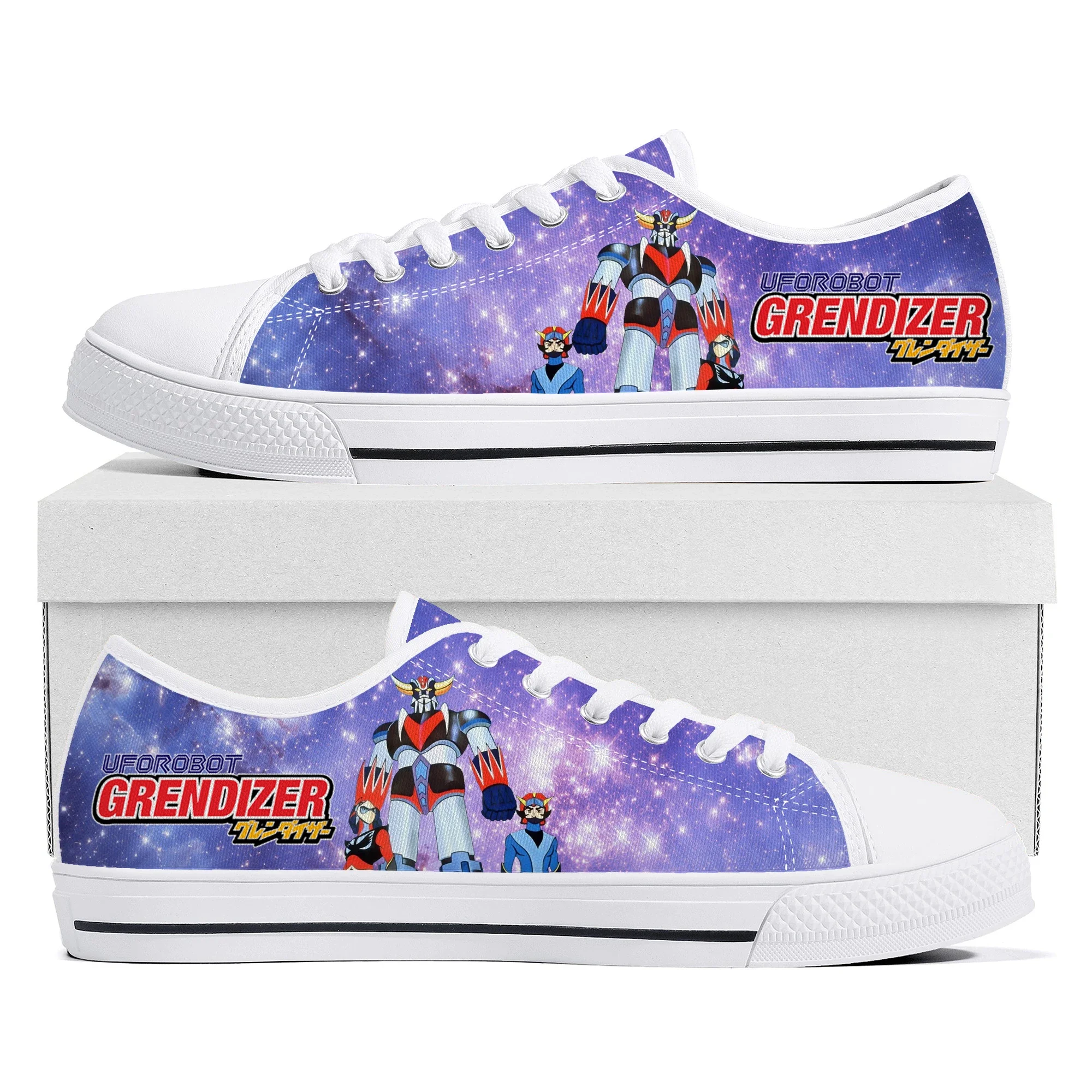 

Hot Cartoon UFO Robot Grendizer Anime Low Top Sneakers High Quality Mens Womens Teenager Canvas Sneaker Couple Shoes Custom Shoe