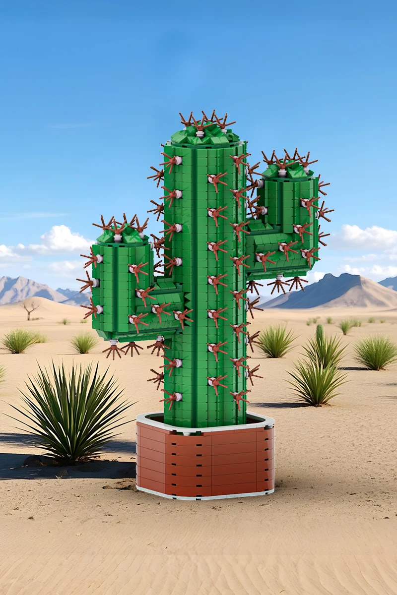 

Gobricks MOC гигантский кактус, модель кирпича, зеленые растения, пустынный гигантский кактус, строительные блоки, сборная игрушка, подарки на день рождения для детей