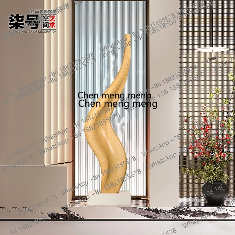 

X Hotel lobby wooden ornaments living room light luxury large floor decoration living room decoration