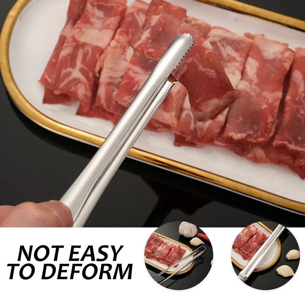 

2Pcs Stainless Steel Bbq Meat Tongs Heat Resistant Kitchen Serving Clip Stable Non Slip for Grilling Bread Steak Desserts Buffet