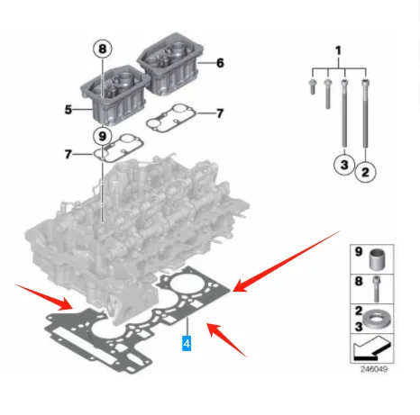 11127620697 11128676514 Asbestos Thickening Cylinder Head Gasket For for BMW 125i 320i 328i 428i 520Li X1 Z4 X3 2.0L N20B20