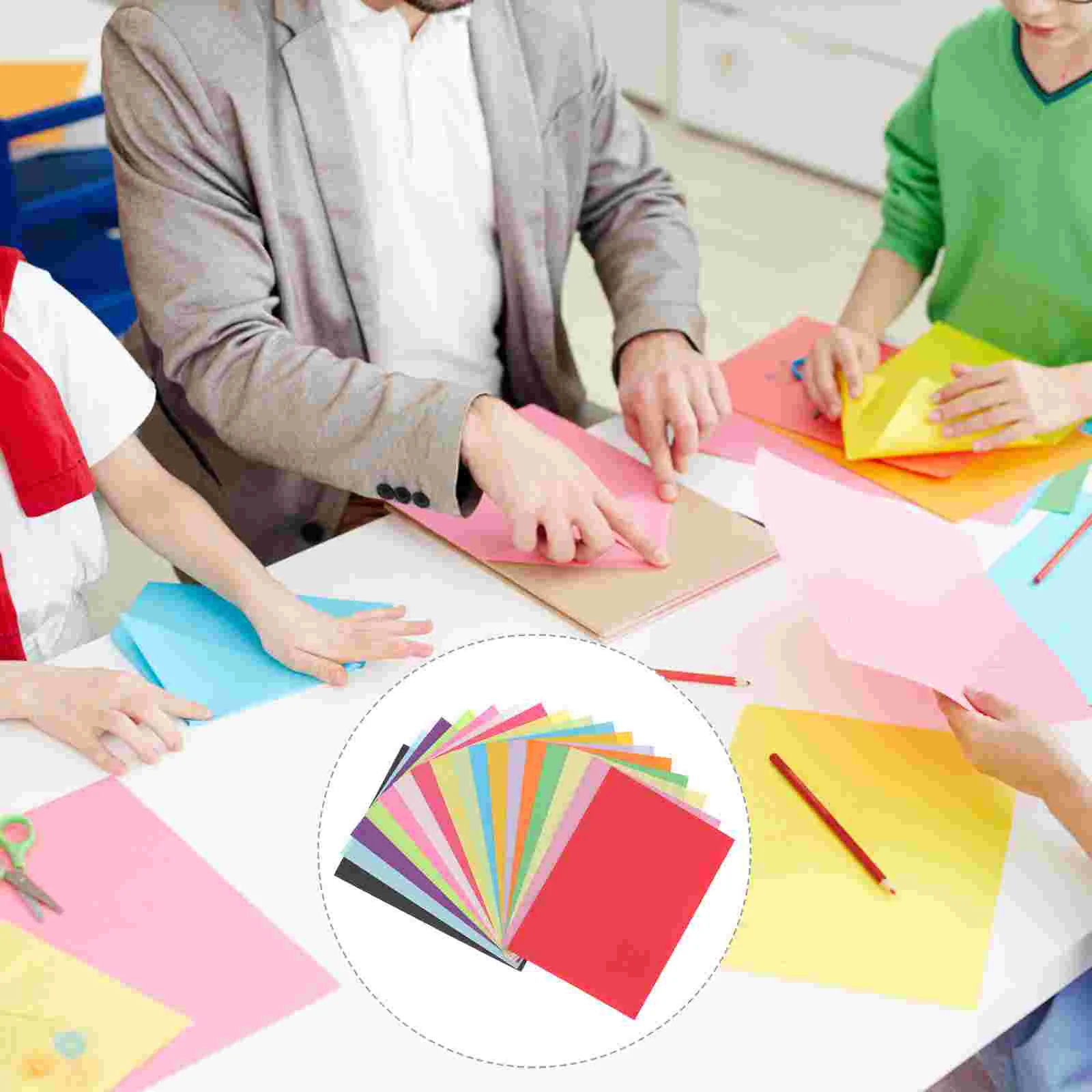 

100 PCS Cardstock Paper Kids Playing DIY Stationery Handmade Folding Colored Copy Cutting Papers Child