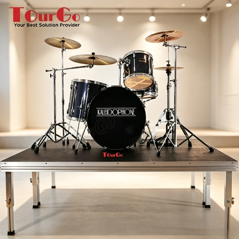 TourGo Mobile Stage Drum Riser on Casters with Carpeted 6Ft X 6Ft