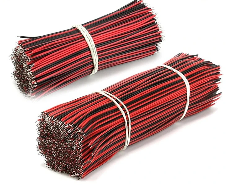 

100Pcs/lot Red Black Abreast Line 26AWG15CM length LED Line Connecting Tin Plating Wire DIY 2P Electronic Wire Welding