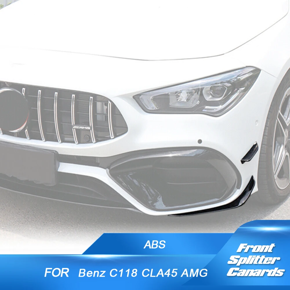 

ABS Glossy Black Car Front Bumper Splitters Canard Fins for Mercedes-Benz W118 C118 CLA45 CLA250 2020-2022 Front Bumper Splitter