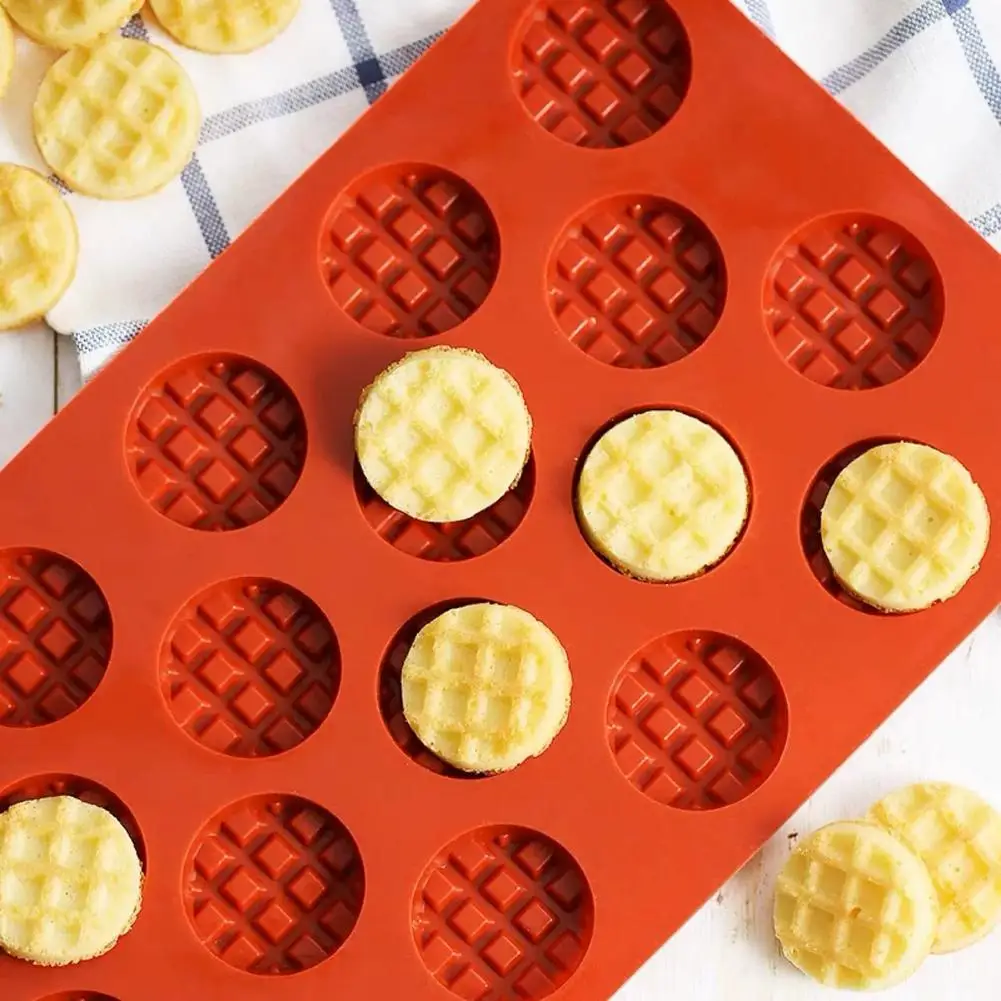 Cute Round Waffle Making Mold Practical Chocolate Making Tool Aroma Candle Silicone Mold Food Grade Silicone Baking Supplies ﻿