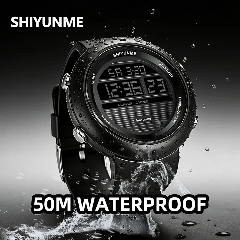 SHIYUNME Top-Grade Fashion Men Electronic Wristwatch 5Bar Waterproof LED Luminous Analog Digital Outdoor Sport Casual Mens Watch