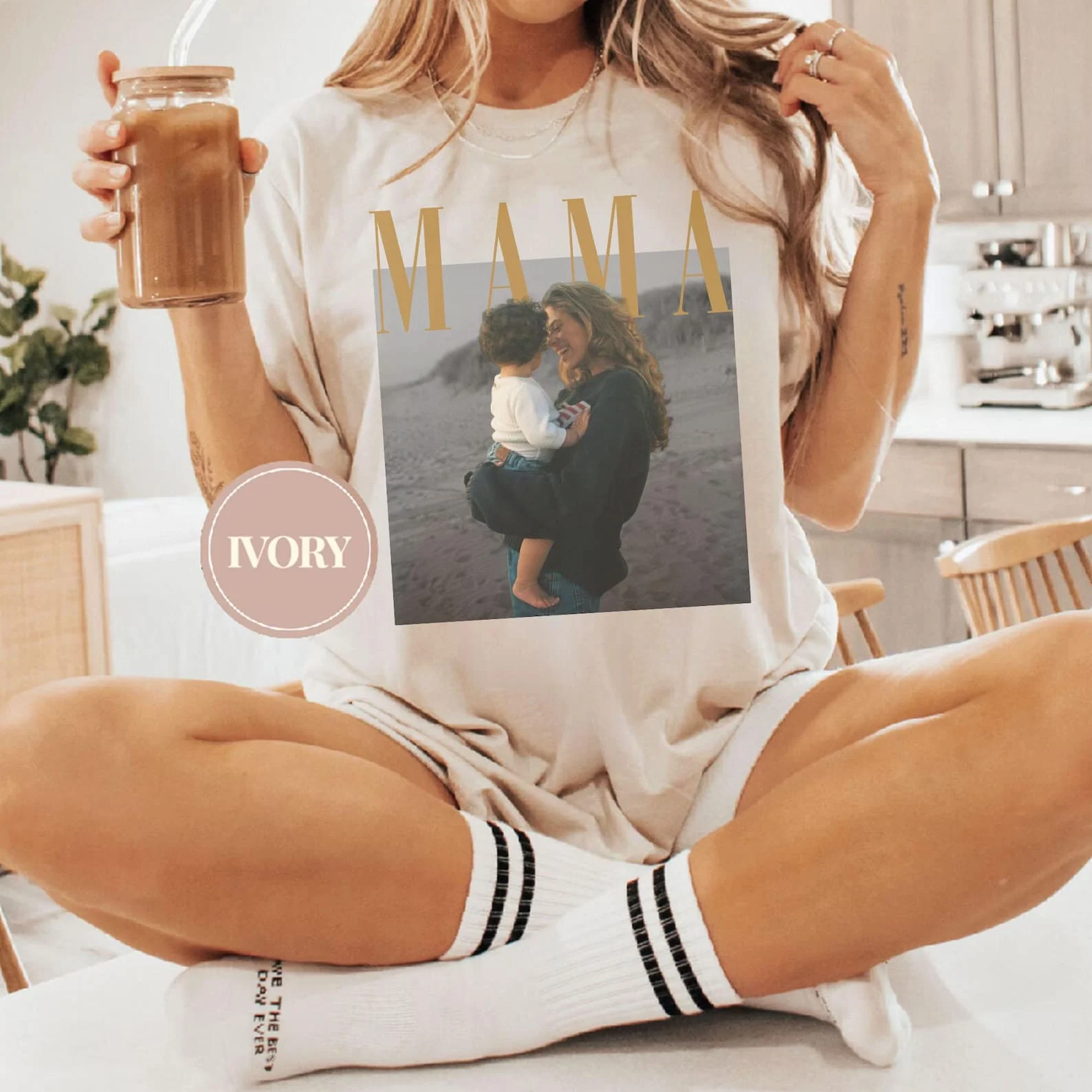 Custom Photo Image Mama Mother Shirt Mother Day Birthday Gifts New Mom Shirt Women Peronalized Stylish Photo Printed Shirts