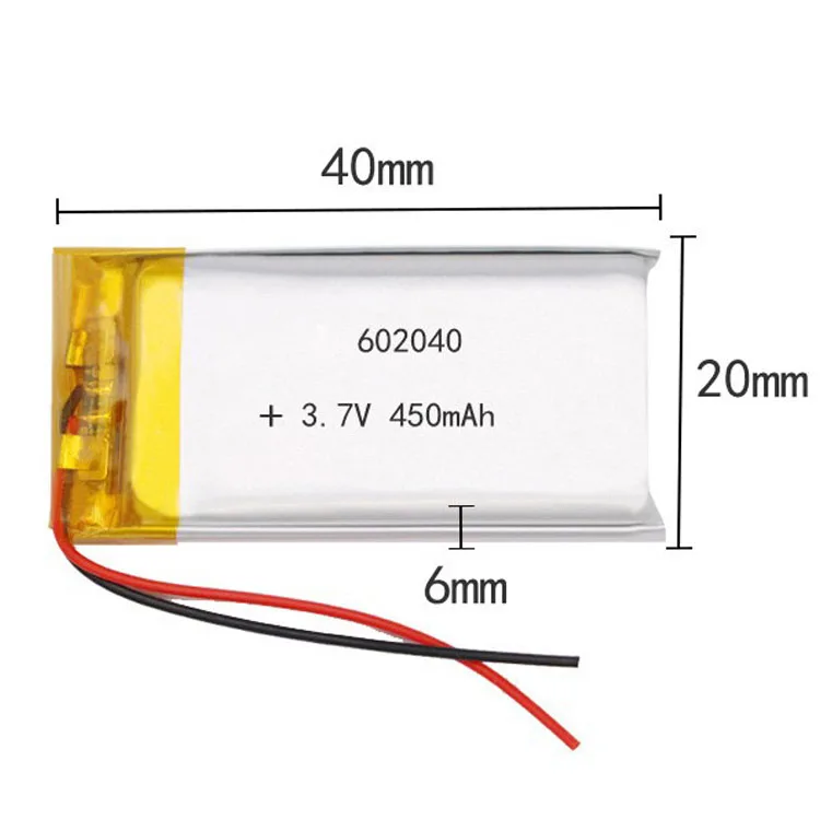 2/5/10/20 Pcs 3.7V 450mAh 602040 Lithium Polymer Ion Battery 2.0mm JST Connector