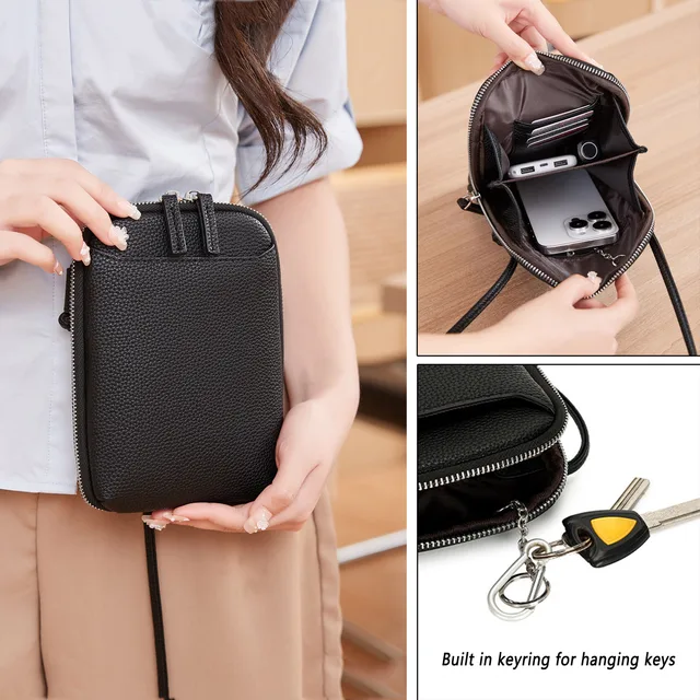 Klasyczna damska torba crossbody w jednolitym kolorze, wysokiej jakości torba na ramię ze skóry PU, modna, luksusowa torba na telefon komórkowy o dużej pojemności