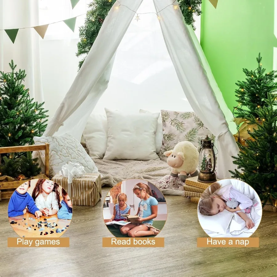 6 pacotes tenda teepee para com luzes de corda de 10 pés tenda teepee de jogo interno para meninas e meninos tendas dobráveis para festa de aniversário bo
