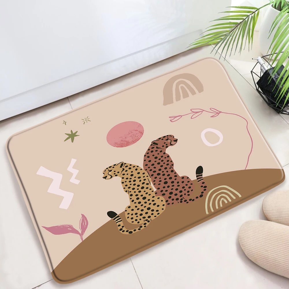 Leopard Bath Mat Cartoon Animal Middle Ages Abstract Creative Simple Home Decor Doormat Bathroom Absorbent Anti-slip Bathtub Mat