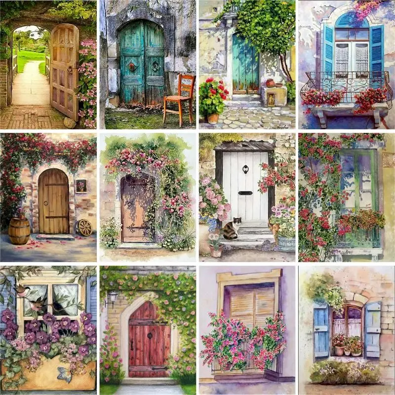 

GATYZTORY Frame Painting By Numbers Kits Door Landscape Modern Drawing Coloring By Numbers For Diy Gift Wall Art Picture Artwork