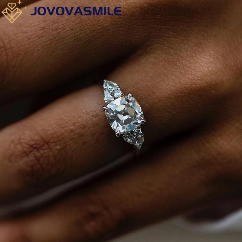 JOVOVASMILE Vintage Moissanite Engagement Rings 2 Carat 7.5mm Old Mine Cushion Solitaire Accessories For Women Luxury Anillos