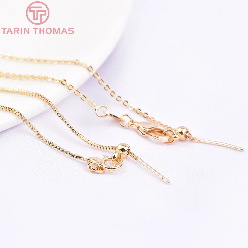 (3038)2PCS Length 80MM 24K Gold Color Brass Finished Bracelet Chain High Quality Jewelry Making Findings Accessories Wholesale