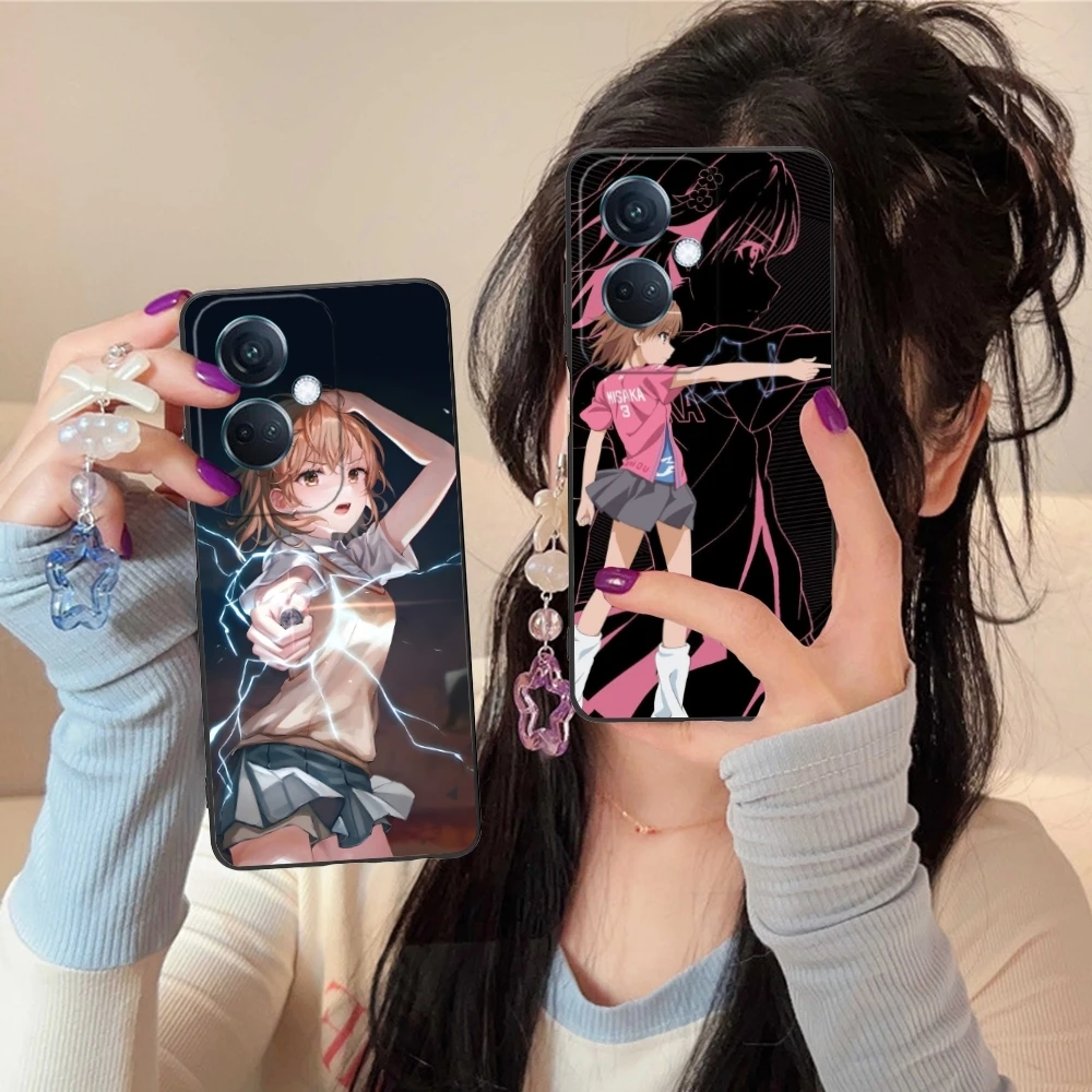 Anime Misaka Mikoto Mobile Phone Case for OPPO Find X5 X3 X2 A93 Reno 8 7 Pro A74 A72 A53 Black Soft Phone Cover Shell