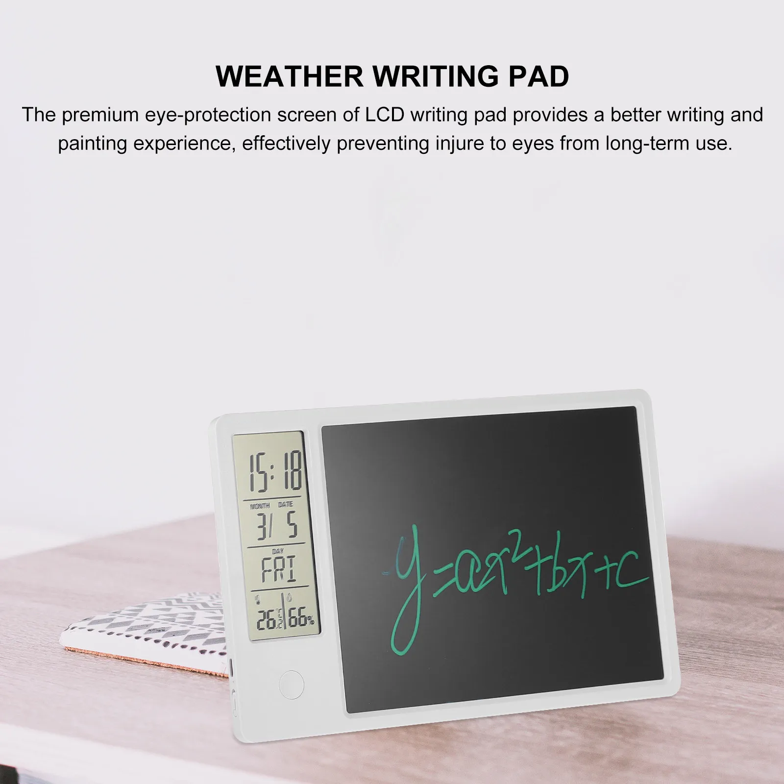 1Set Electronic Calendar Writing Pad LCD Handwriting Desktop Clock Hygrothermograph Writing Tablet for Office Home