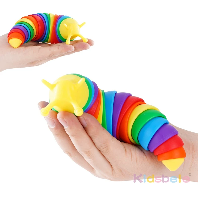 أطفال ملون الحسية سبيكة تململ لعبة أطراف الأصابع الغزل الضغط لعبة هدايا حفلة عيد ميلاد سبيكة كاتربيلر لعبة الضغط #4