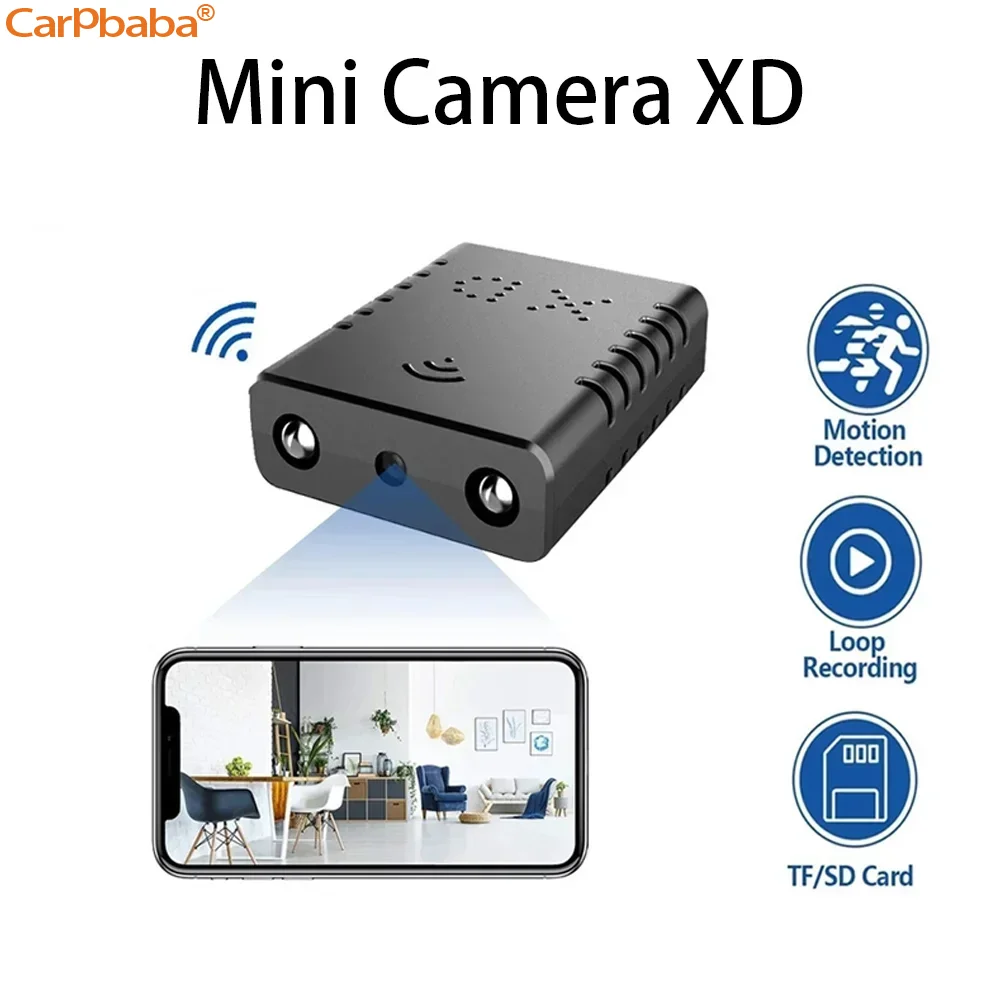 

Carpbaba XD Mini Camera Small Security Camera 1080P HD Video Recorder Infrared Portable Night Vision Cam